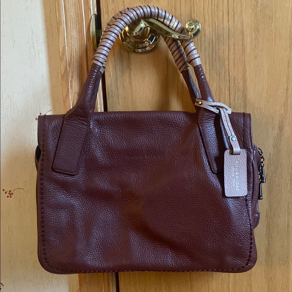 Plinio Visona Italian Leather Colorblock Satchel Handbag